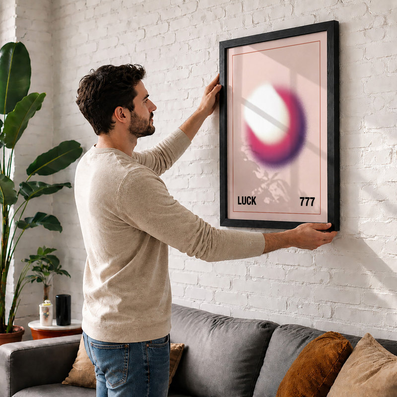 Luminous Orb with Luck Modern - Framed Print, Black, A4 - 29.7 x 21.0 cm