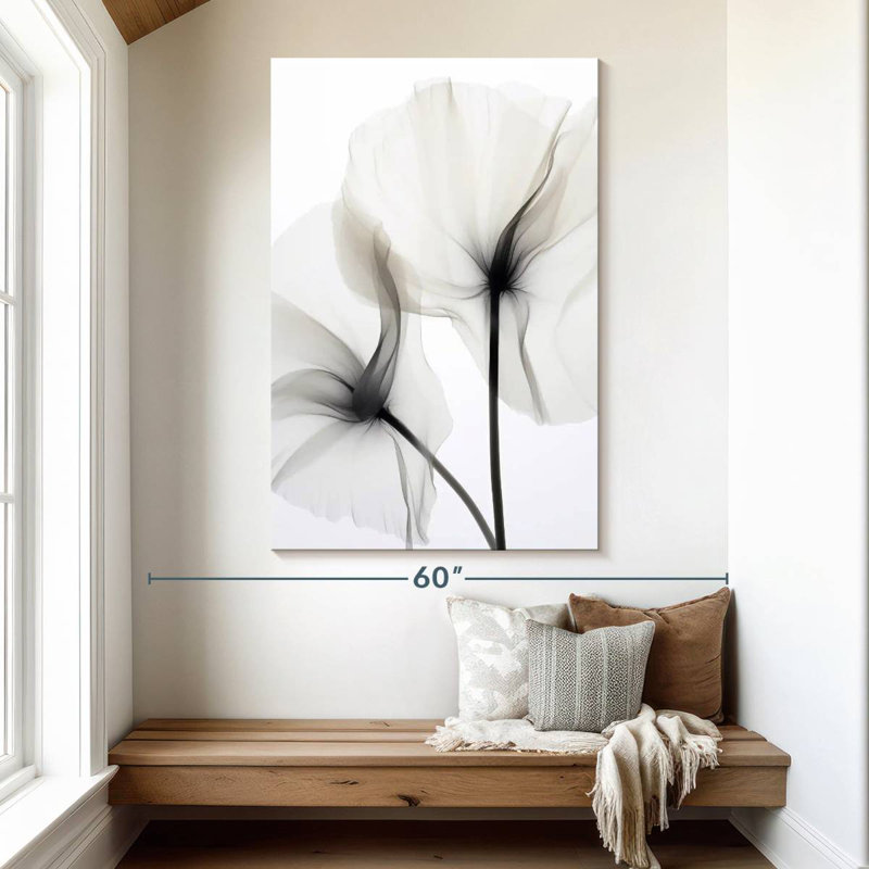 Harnek translucide fleurs de pavot blanches I, H 51 po x l 34 po