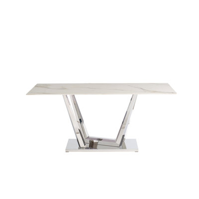 Stone Top Metal Base Dining Table