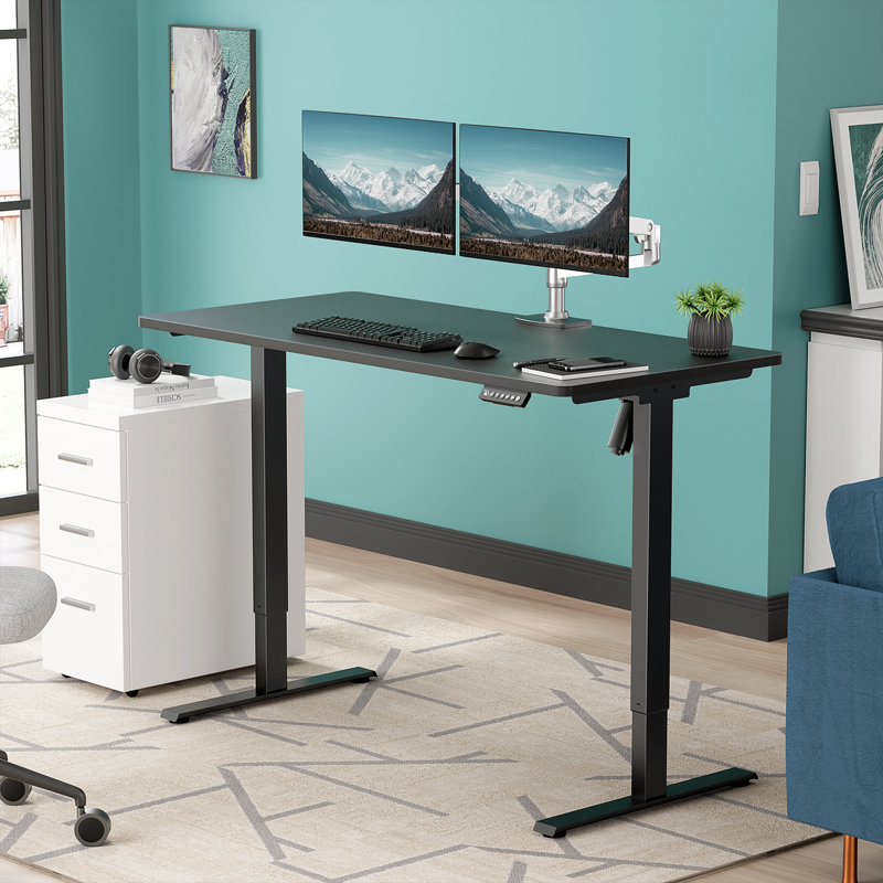  Height Adjustable Standing Desk, Black, 46.3" H x 47.3" H x 23.6" D