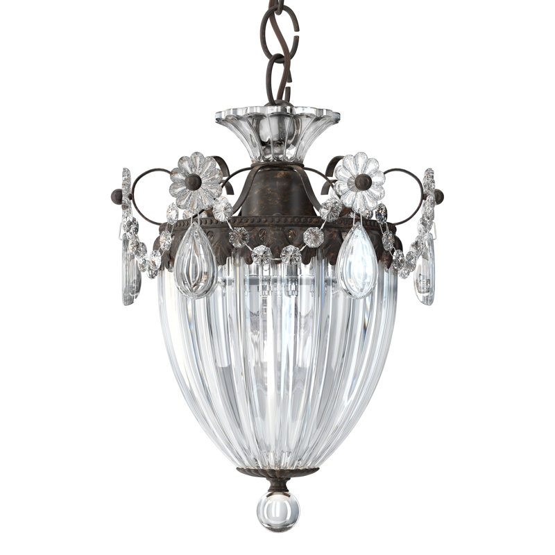Bagatelle - Light Single Pendant, Heirloom Bronze, 9.5" H x 8" W x 8" D, Radiance Crystal