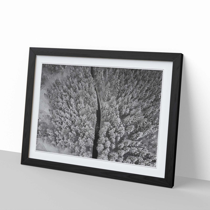 In a Winter Forest - Picture Frame Graphic Art Print, Black, 60cm H x 91cm W x 2cm D