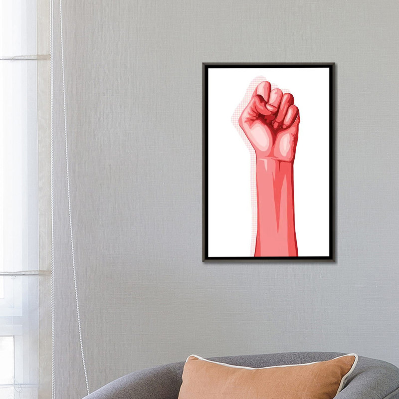 «Color Block Fist II» par Grace Popp - impression d'art graphique, Toile avec cadre gris, Pas de tapis