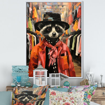 Black Fashionable Raccoon - Raccoon Animal Wall Art