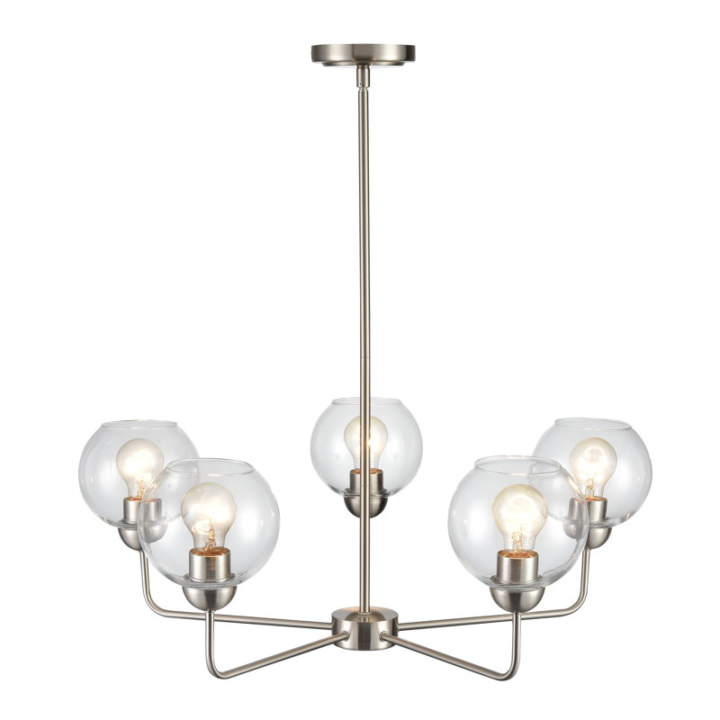 Lustre à 5 lumières de 28 po de largeur Clarington - nickel brossé, H 14,25 po x l 28 po x P 28 po, 5 lumières