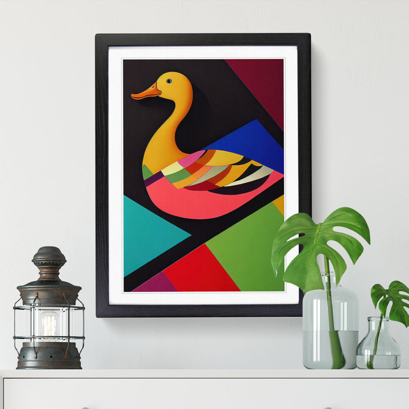 Duck Painting - Picture Frame Print, Black, 64cm H x 46cm W x 2cm D