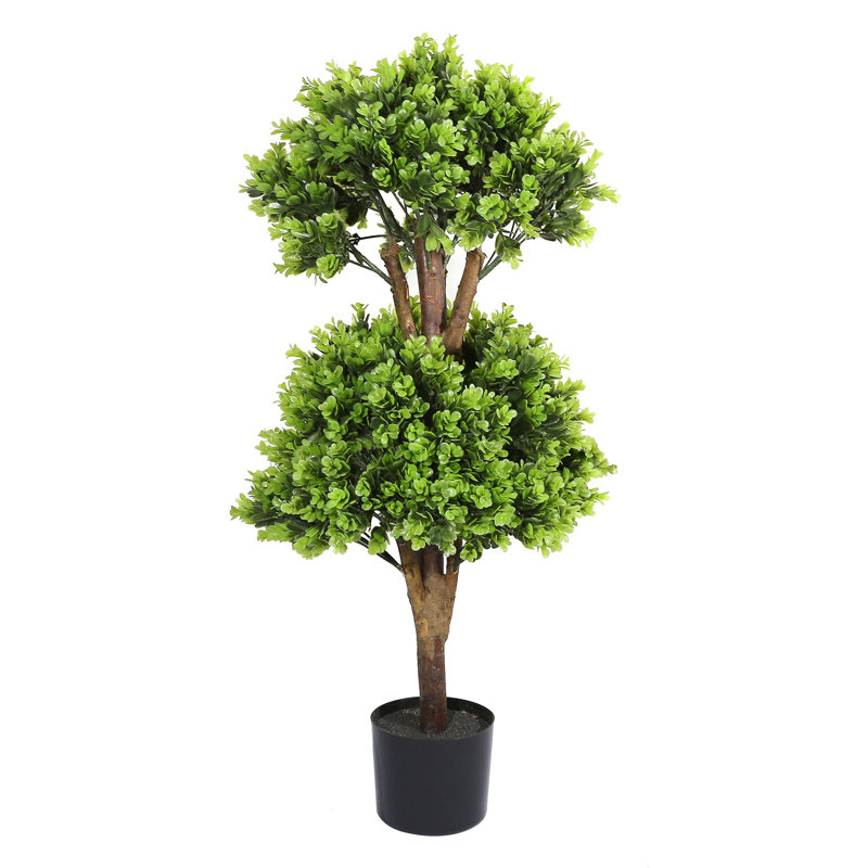Topiaire artificiel double boule en buis artificiel 35 po