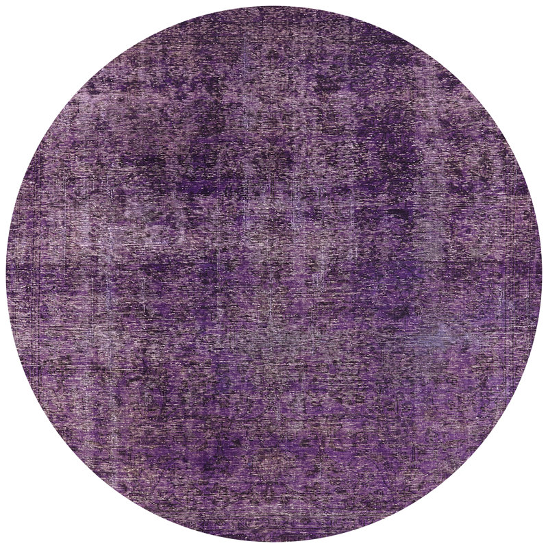 Tapis mauve à motif abstrait Robenson, Rond 5 pi