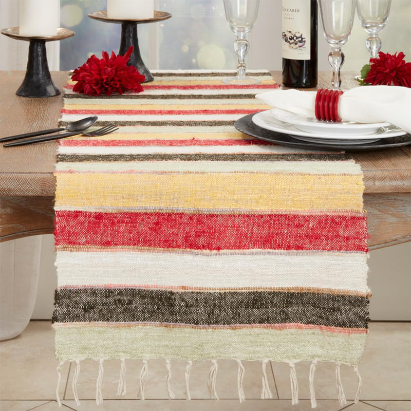 Sufiyaan Rectangle Striped Cotton Table Runner