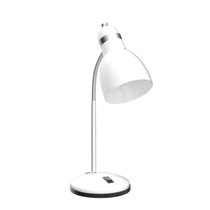 Metal Desk Lamp, Eye-Caring Table Lamp, Study Lamps with Flexible Goose Neck for Bedroom, Home Office, White