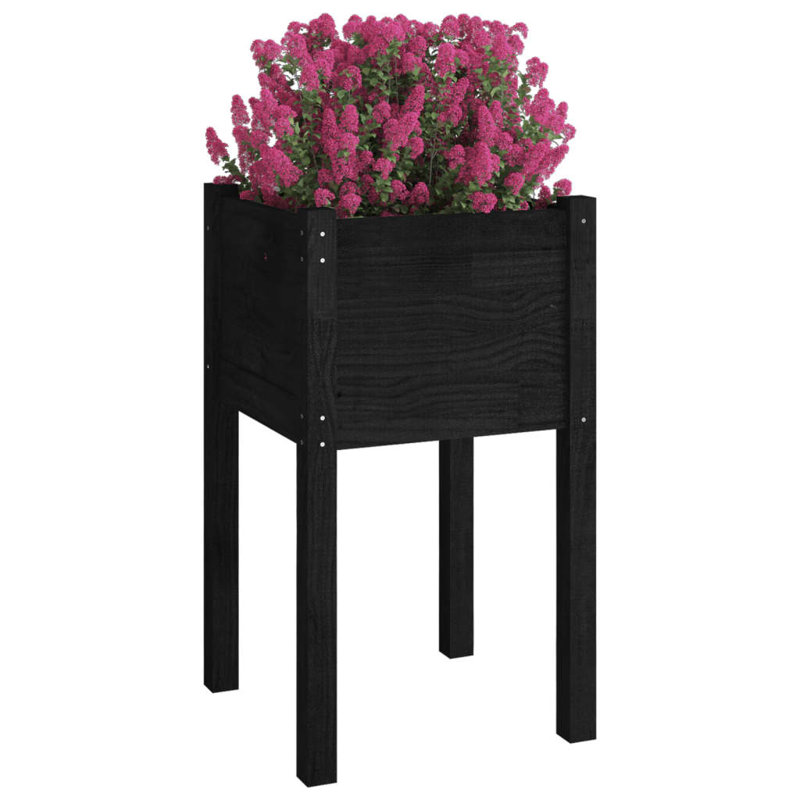 Alastar Wood Elevated Planter, Black, 70cm H x 40cm W x 40cm D