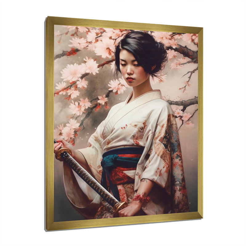 «Samurai Beauty», reproduction sur toile encadrée, L 12 po x H 20 po, Encadrement doré
