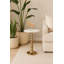 Table d'appoint Altrincham ronde en métal marbré blanc avec base sculptée Boho Glam Table d'appoint pour le salon, la chambre à coucher ou le bureau. Or 22 po.