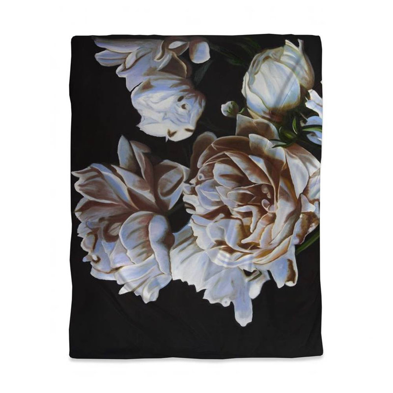 Housse de couette pour lit simple pivoines blanches - Décoration de chambre florale et botanique