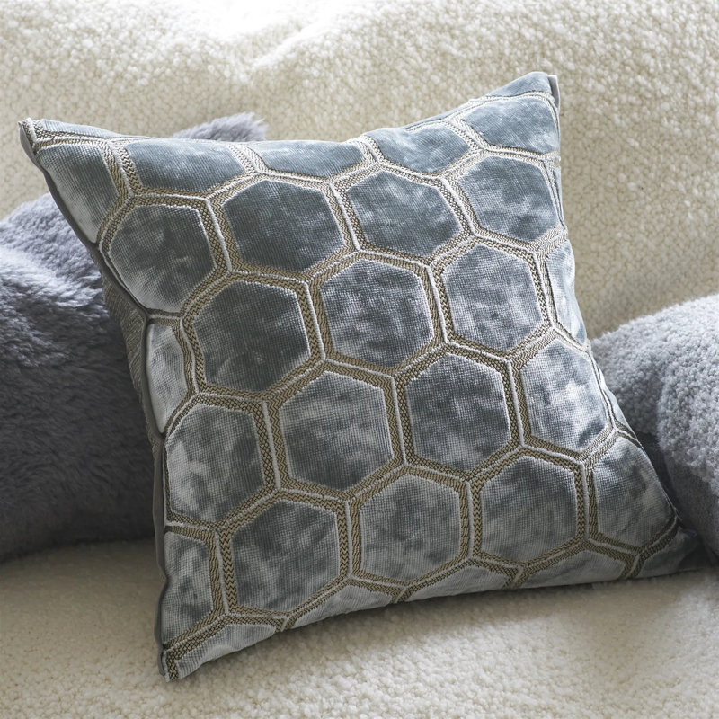 Manipur Velvet Decorative Pillow, Silver, 17"H x 17"W