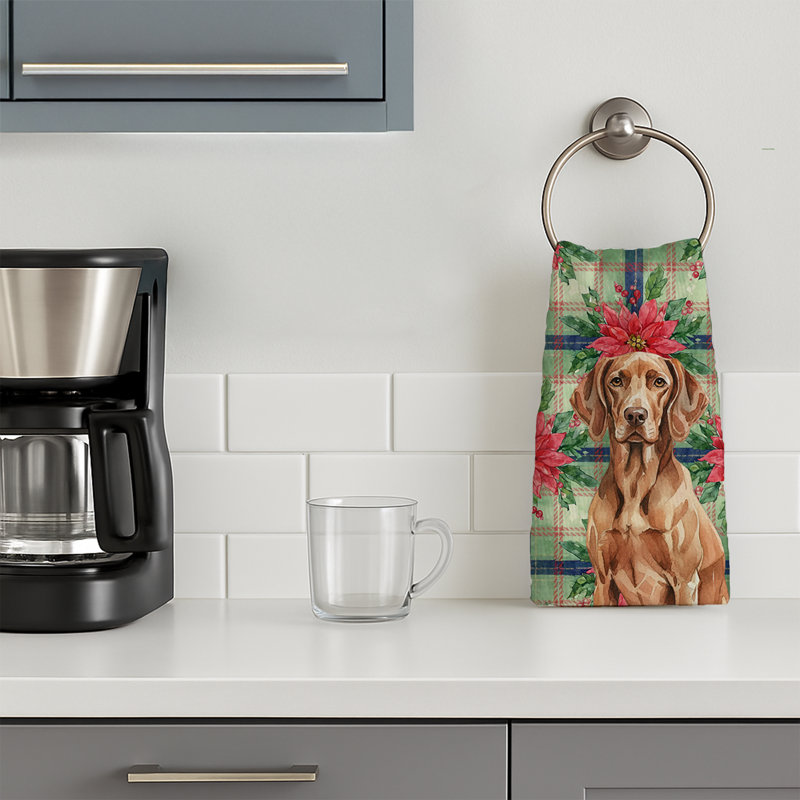 Liver Pointer Christmas PoinsettIas Kitchen Towel, Liver Pointer
