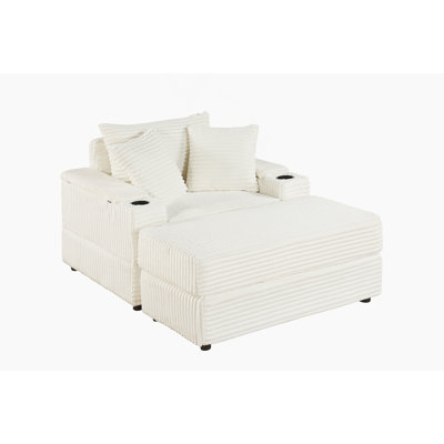Sofa With 2 Toss Pillows And A Ottoman ,Comfy Sofa- Deep Seat Couch For Living Room