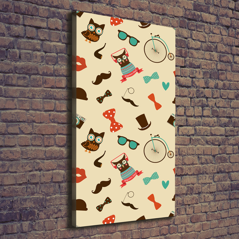Owl Bike Glasses - Wrapped Canvas Print