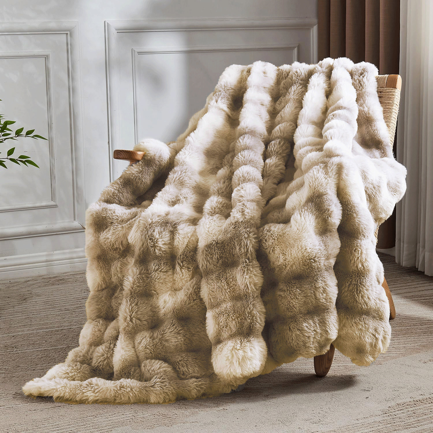 Home Soft Things Cozy Warm Luxury Faux Fur Rabbit Throw Blanket, Knitted Soft Thick Furry Cute Plush Reversible Blanket for Sofa, Living Room, Bedroom - Suitable for Winter & Spring & Holiday Gift Ideas & Reviews | Wayfair