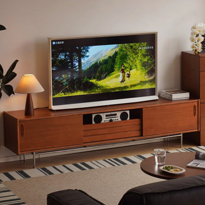 Retro design simple solid wood TV cabinet