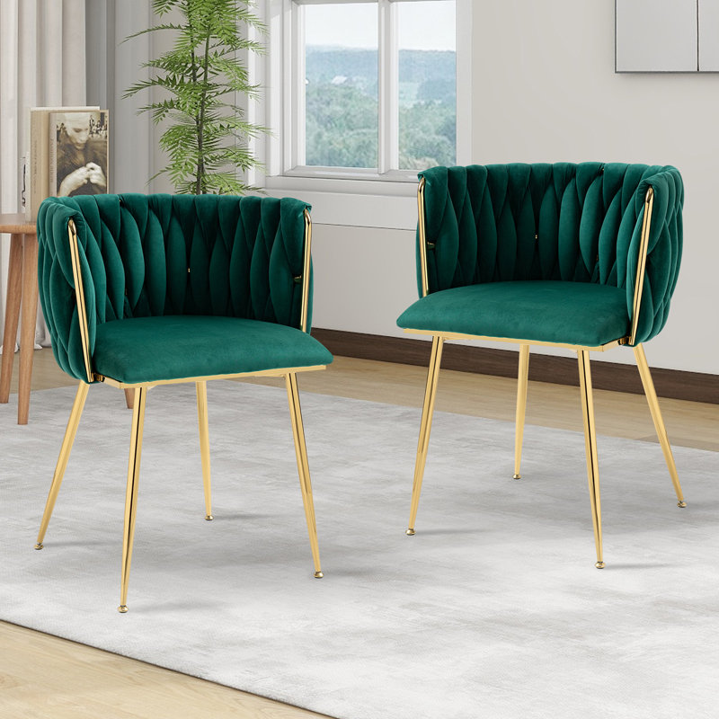 Chaise d'appoint rembourrée en velours Evanni, Vert, 2