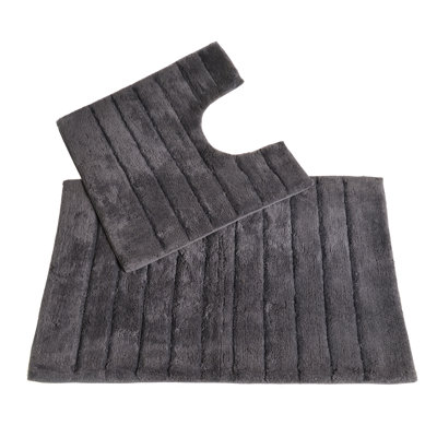 Linear Ribbed Two Piece Bath Mat Set