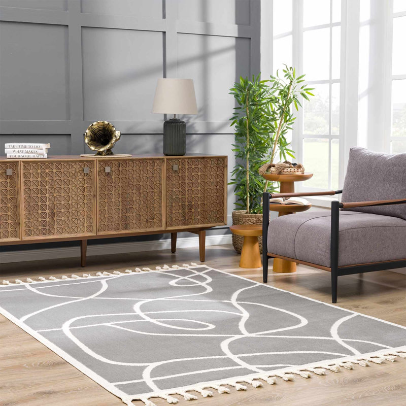 Tapis gris Davyeon, Rectangle 5 pi 3 po x 7 pi