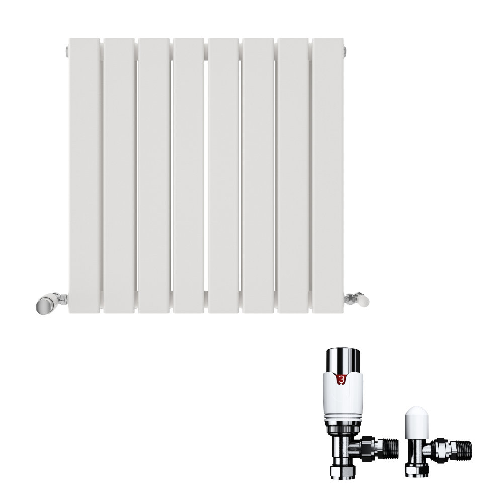 iBathUK Belgravia Horizontal Double Slim Flat Panel Radiator Angled Valve
