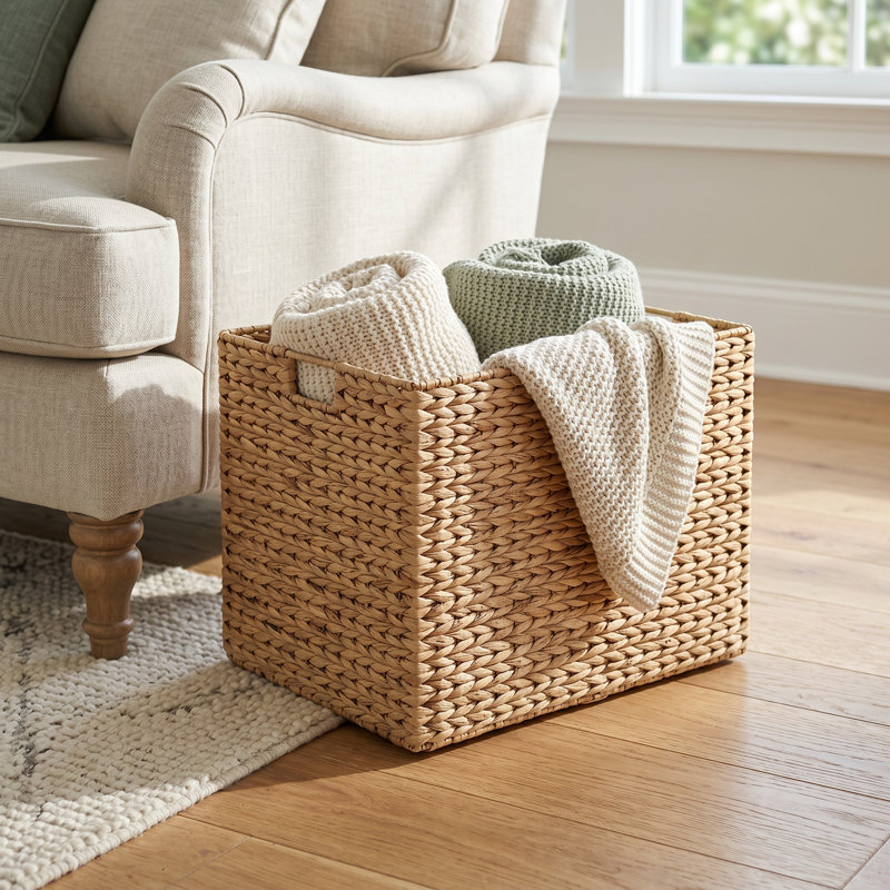 Rect Water Hyacinth Basket - Large