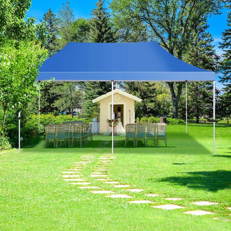 3x6m Pop Up Canopy Tent with 4 Removable Sidewalls, Easy Up Commercial Canopy, Light Blue