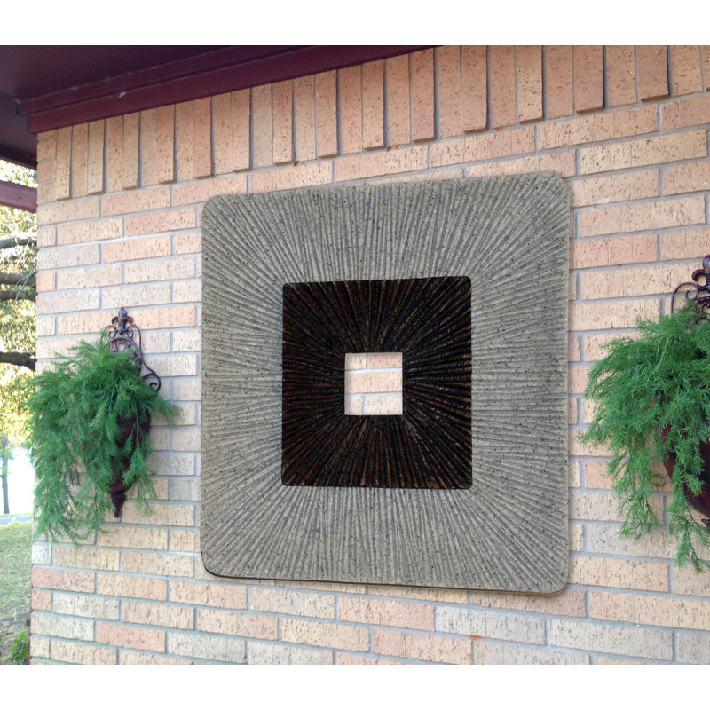 Décoration murale carrée, H 26 po x l 26 po x P 2 po, Brun et gris
