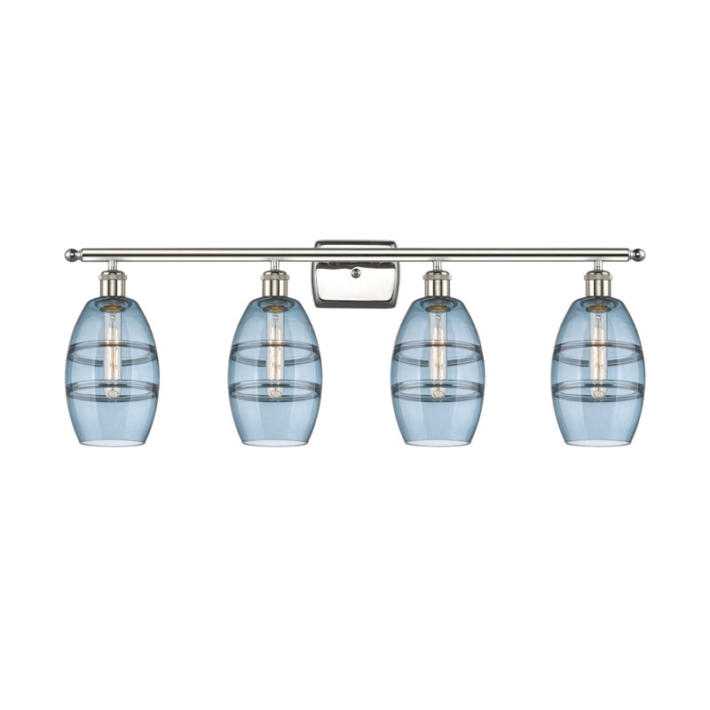 Éclairage pour meuble-lavabo 4 lumières 36 po Ballston - Dundrod, Nickel poli, Bleu princesse