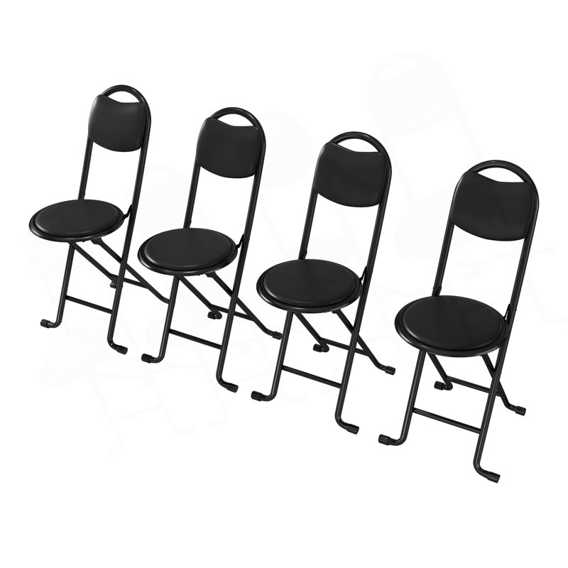 Tabouret pliant 4 pièces avec dossier, tabouret pliant rembourré et rembourré, chaises pliantes portatives pour la cuisine à l'intérieur et à l'extérieur (café, date prévue de livraison: 2025/6/30)