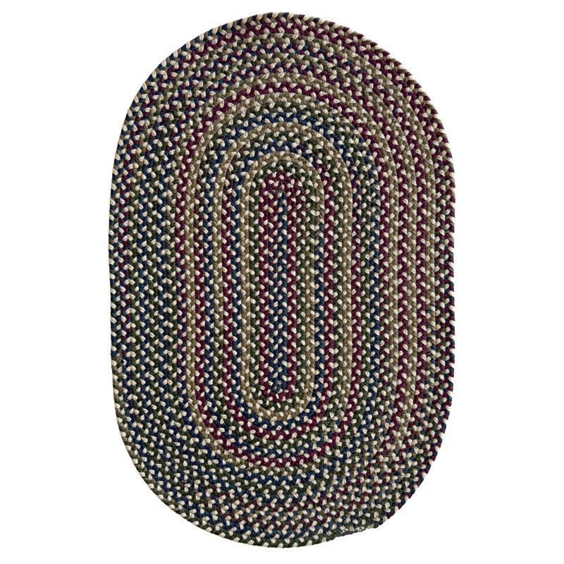 Tapis d'intérieur réversible et multicolore en nylon tressé, polyester et laine Walnut Cove, Navy Multi, Rectangle 7' x 9'