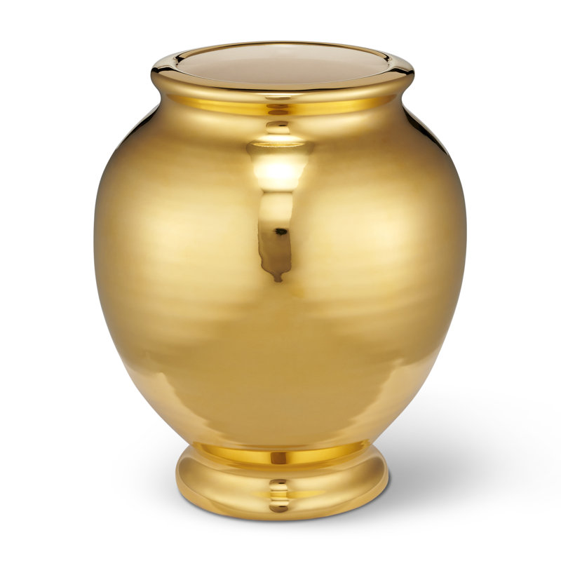 Handcrafted Gold Ceramic Round Table Vase
