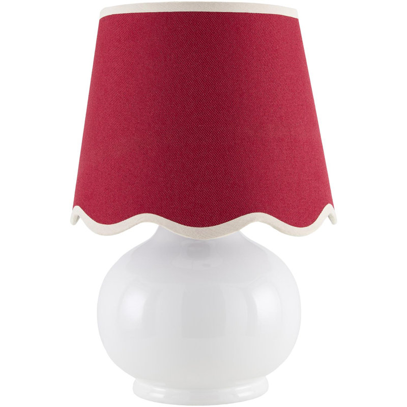 Abat-jour festonné coloré Momsen, Rouge, Blanc très luisant