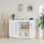 Buffet 48 "avec portes en verre, buffet moderne avec 3 tiroirs, armoire de rangement pour bar et blanc