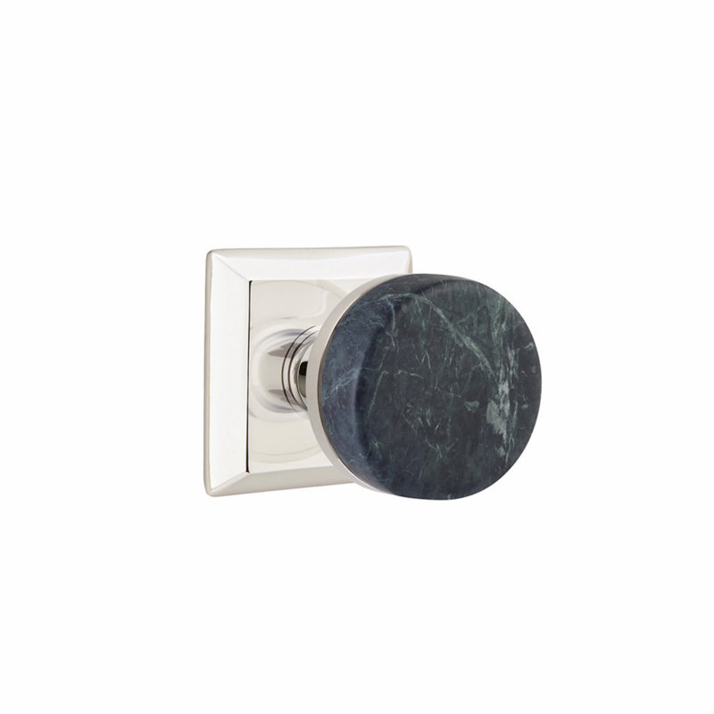 Select Round Knob with Square Rosette, Polished Nickel, Privacy (Bed & Bath)