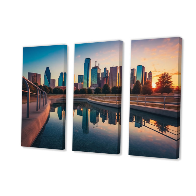 Dallas Perspectives III sur toile, reproduction de 3 pièces, H 28 po x l 36 po x P 1 po