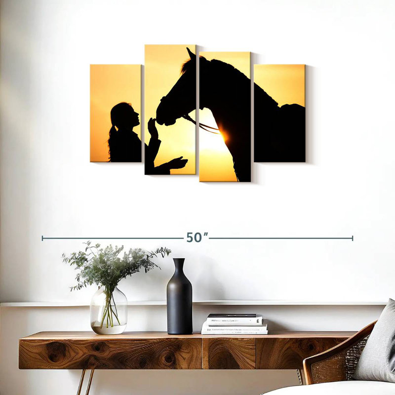 Cheval et fille Brampt, H 22 po x l 36 po