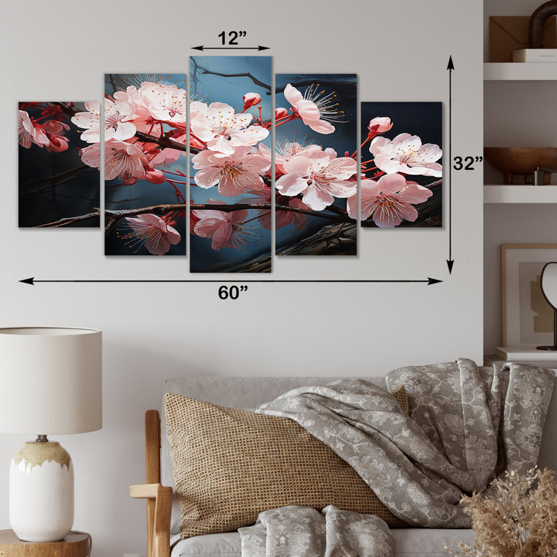 Lark Manor™ Pink Cherry Blossoms Tree At Night I - Cherry Multipanel ...