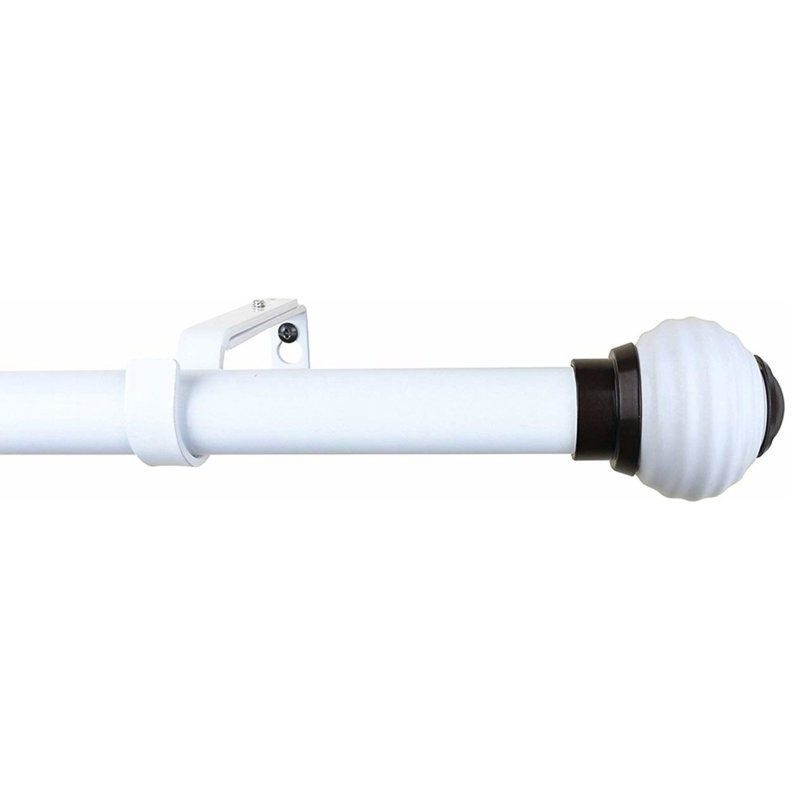 Tringle à rideaux simple en céramique blanche drapée ajustable Verano, H 1 po x l 48 po x P 6,75 po
