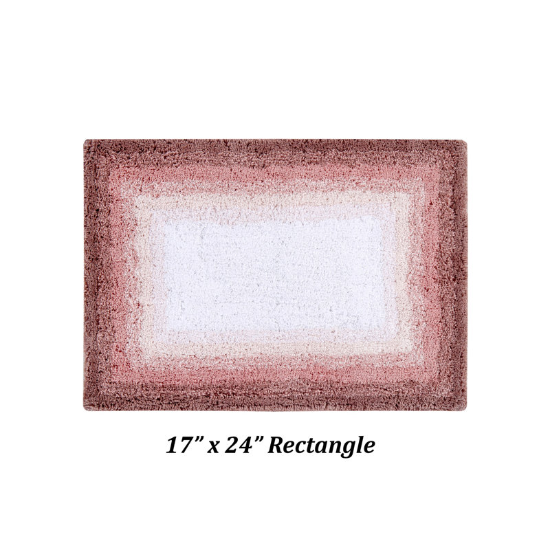 Tapis de bain touffeté à 100% en coton Orme avec envers antidérapant, lavable à la machine, tapis de bain ultra doux et absorbant pour douche, baignoire, lavabo et coiffeuse, rectangle 17 po x 24 po, rose