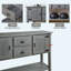 Console 48 po en bois massif avec 2 tiroirs, armoires et tablette inférieure - Buffet de salle à manger de style rétro-132994723-132994725