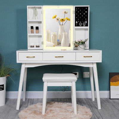 Coiffeuse avec tabouret et miroir Joille