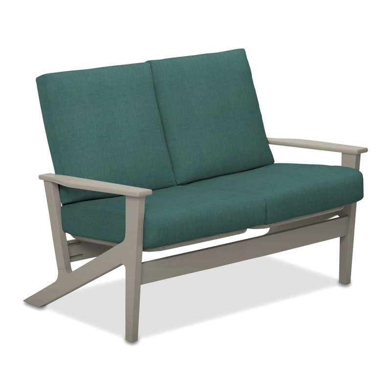 Chrisa 51.5'' Wide Loveseat with Cushions, Cast Breeze Sunbrella® Plainweave, Warm Gray