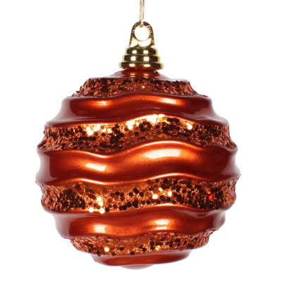 Ornement de Noël boule rayée et scintillante