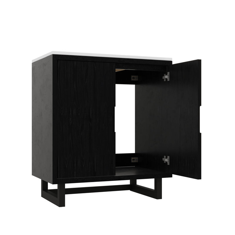 Ensemble de meuble-lavabo moderne de 30 pouces avec lavabo et armoire de rangement, Noir