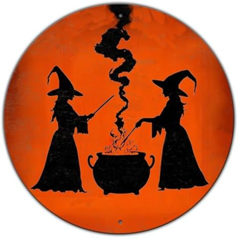 Plaque en métal Spooky Witch Halloween