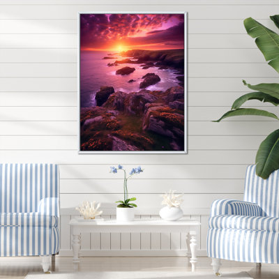 Coucher de soleil au bord de la mer sur toile